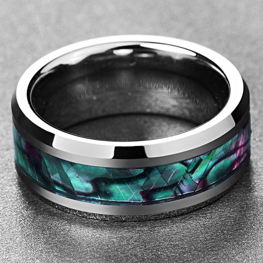 Bague de l'Eau Turquoise en Tungstène